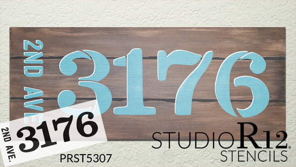Personalized Vertical Farmhouse Address Stencil by StudioR12 | DIY Outdoor Home Decor | Custom House Number Wood Sign | Select Size | PRST5307