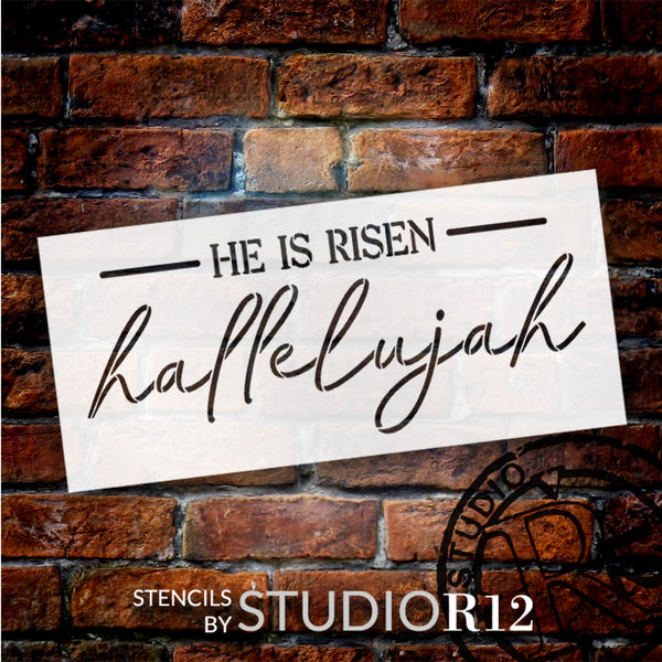 He is Risen Hallelujah Stencil by StudioR12 | Craft DIY Spring Home Decor | Paint Easter Wood Sign | Reusable Mylar Template | Select Size | STCL6214