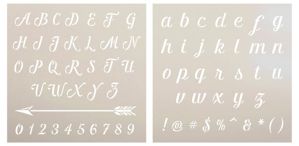 Retro Script Alphabet Stencils by StudioR12 | Reusable Cursive Lettering Stencil | DIY Journaling & Scrapbooking | Select Size | STCL5964