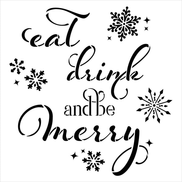 Eat Drink Be Merry Stencil by StudioR12 | DIY Christmas Holiday Home Decor Gift | Craft & Paint Wood Sign | Reusable Mylar Template | Select Size