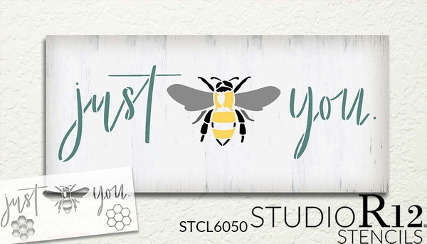 Just Bee You Stencil by StudioR12 | Craft DIY Spring Home Decor | Paint Inspirational Wood Sign | Reusable Mylar Template | Select Size | STCL6050