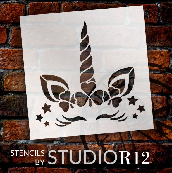 Girl Leprechaun Unicorn Stencil with Shamrocks by StudioR12 | DIY St. Patrick's Day Home Decor | Paint Fun Wood Signs | Select Size | STCL5606