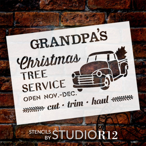 Personalized Christmas Tree Service - Truck Stencil by StudioR12 - Select Size - USA Made - Craft DIY Family Holiday Home Decor | Paint Custom Wood Sign | Reusable Mylar Template | PRST6602