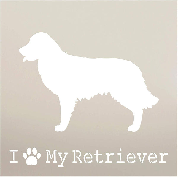 I Heart My Retriever with Paw Print Stencil by StudioR12 | Reusable Mylar Template | Paint Wood Sign | Craft Dog Breed Lover Gift - Family - Friends | DIY Pet Home Decor | Select Size