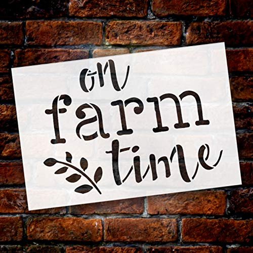 On Farm Time with Grain Stalk Stencil by StudioR12 | Reusable Mylar Template | Use to Paint Wood Signs - Pallets - Walls - Apron - DIY Country Decor