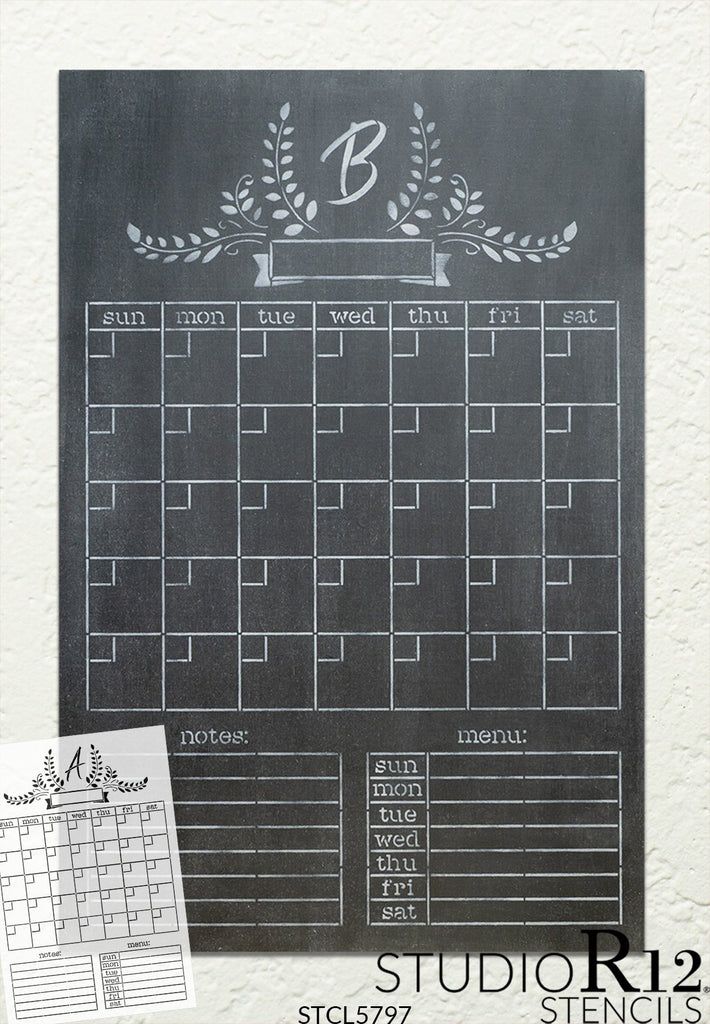 Farmhouse Chalk Calendar Monogram Stencil Set by StudioR12