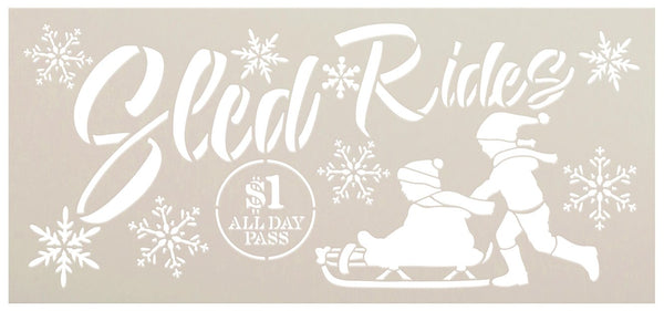 Sled Ride $1 All Day Stencil by StudioR12 | DIY Winter Snow Christmas Home Decor Gift | Craft & Paint Wood Sign Reusable Mylar Template | Select Size
