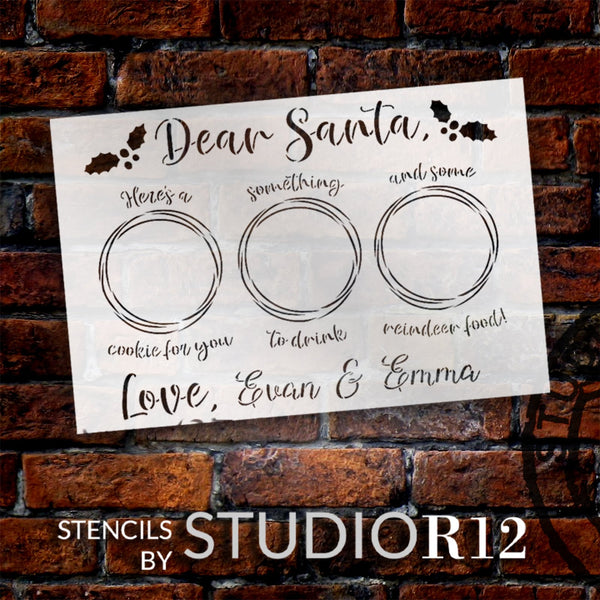 Personalized Dear Santa Stencil by StudioR12 - Select Size - USA Made - Craft DIY Holiday Home Decor | Paint Custom Christmas Wood Sign | Reusable Mylar Template | STCL6526