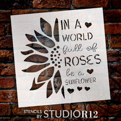 Sunflower Love Stem Stencil by StudioR12, DIY Summer Decor