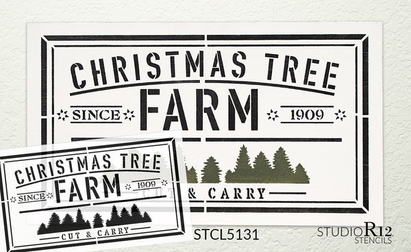 Christmas Tree Farm Since 1909 Cut & Carry Stencil by StudioR12 | DIY Home Decor Gift | Craft & Paint Wood Sign Reusable Mylar Template | Select Size (26.25 inches x 15 inches)