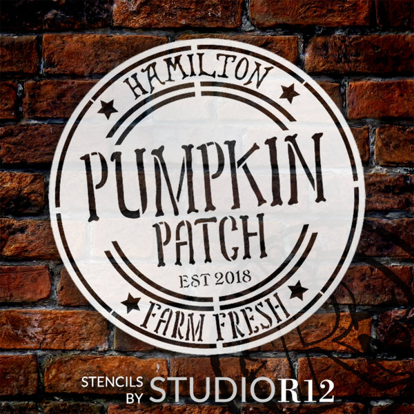Personalized Pumpkins Round Stencil by StudioR12 - Select Size - USA Made - Craft DIY Custom Fall & Autumn Home Decor | Paint Seasonal Family Wood Sign | Reusable Mylar Template | PRST6582