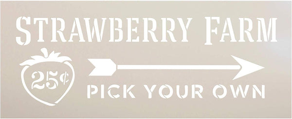 Strawberry Farm Stencil with Arrow by StudioR12 | DIY Spring Farmhouse Kitchen Home Decor | Pick Your Own | 25 Cents | Paint Wood Signs | Reusable Mylar Template | Select Size