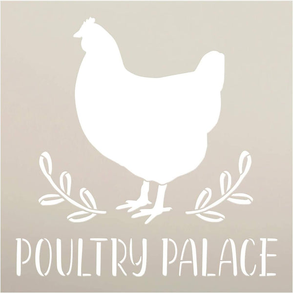 Poultry Palace Chicken Stencil by StudioR12 | DIY Farmhouse Home Decor | Craft & Paint Square Wood Sign | Reusable Mylar Template | Laurel Hen Country Kitchen Gift Select Size