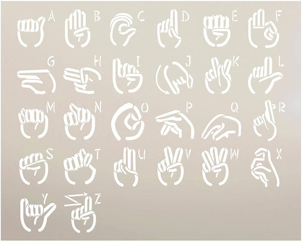 American Sign Language Alphabet Stencil by StudioR12 | DIY ASL Family Home Decor | Craft & Paint Wood Sign |  20