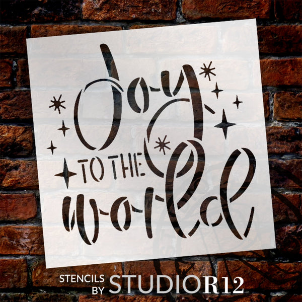 Joy to The World with Stars Word Art Stencil by StudioR12 - Select Size - USA Made - Craft DIY Decor | Paint Christmas Wood Sign | STCL6669