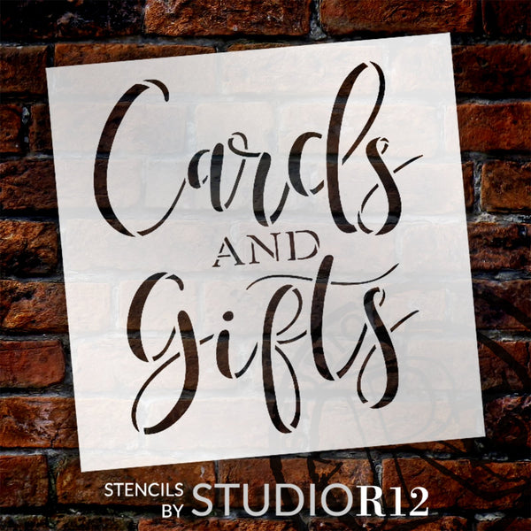 Cards and Gifts Stencil by StudioR12 | Craft DIY Wedding Decor | Paint Wood Sign | Reusable Mylar Template | Select Size | STCL6078