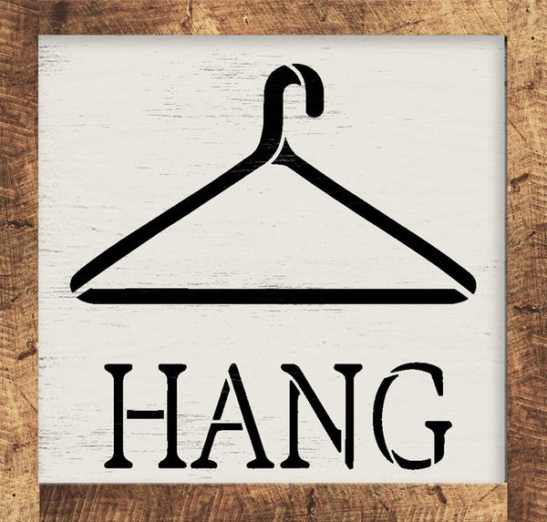 Hang Laundry Room Stencil by StudioR12 | DIY Cleaning Chore Home Decor | Craft & Paint Washer Dryer Wood Sign | Reusable Mylar Template | Select Size | STCL5659