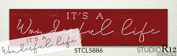 It's a Wonderful Life Stencil by StudioR12 | DIY Christmas Holiday Script Home Decor | Craft & Paint Wood Sign | Reusable Mylar Template | Select Size| STCL5886