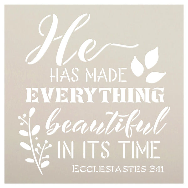 He Has Made Everything Beautiful Stencil by StudioR12 | Ecclesiastes 3:11 Bible Verse Word Art | DIY Faith Home Decor | Select Size STCL5350