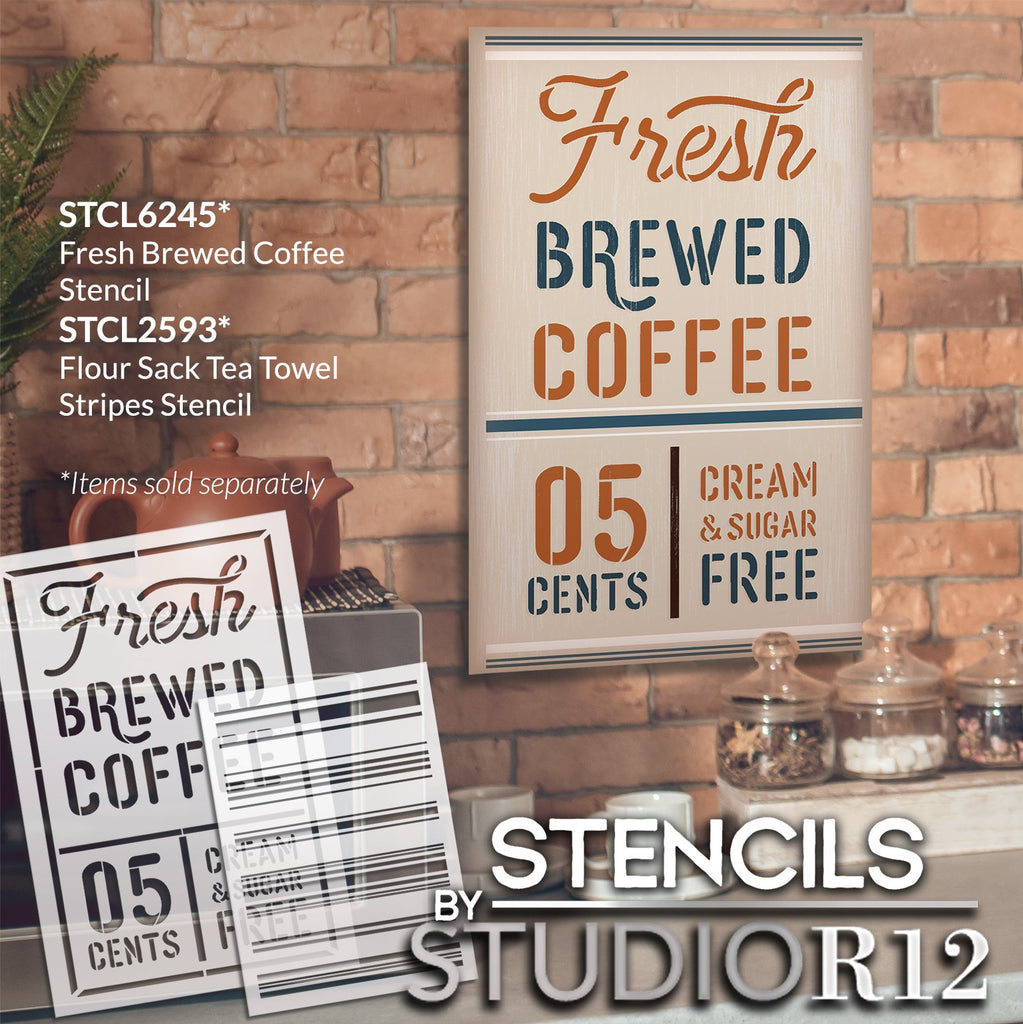 Coffee Yes Please & Thank You Stencil by StudioR12 Craft Cafe DIY Home Decor Paint Coffee Bar Wood Sign Reusable Mylar Template Select Size 9 Inches x