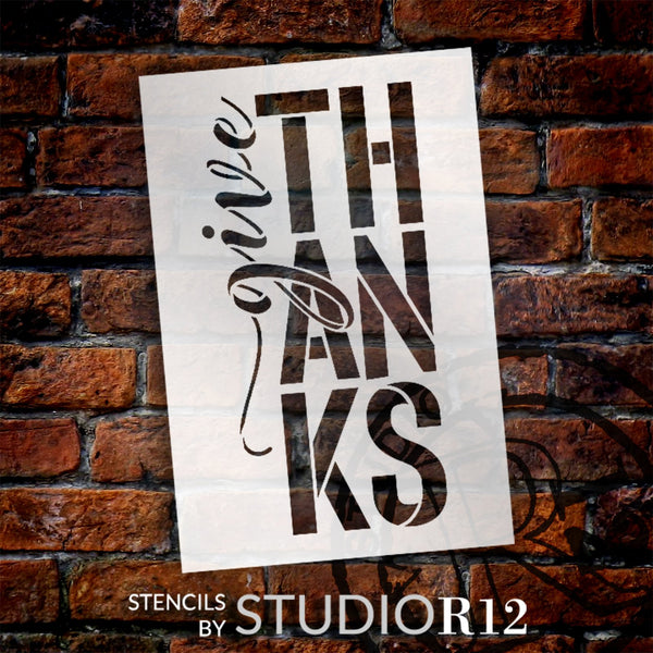 Give Thanks Letter Stack Stencil by StudioR12 | Craft DIY Fall Autumn Thanksgiving Home Decor | Paint Wood Sign Reusable Mylar Template | Select Size | STCL5735