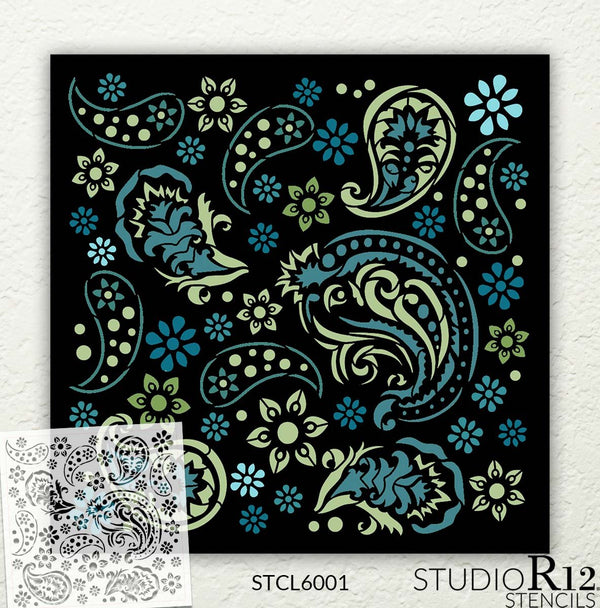 Paisley Floral Burst Stencil by StudioR12 | Craft DIY Repeated Pattern Home Decor | Paint Wood Sign | Reusable Mylar Template | Select Size | STCL6001