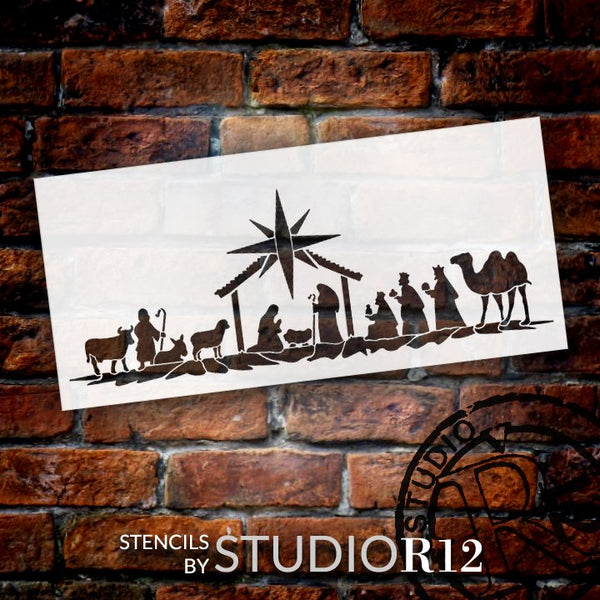 Nativity Christmas Scene Stencil by StudioR12 | DIY Bethlehem Wise Men Home Decor Gift | Craft & Paint Wood Sign Reusable Mylar Template | Select Size | STCL5163