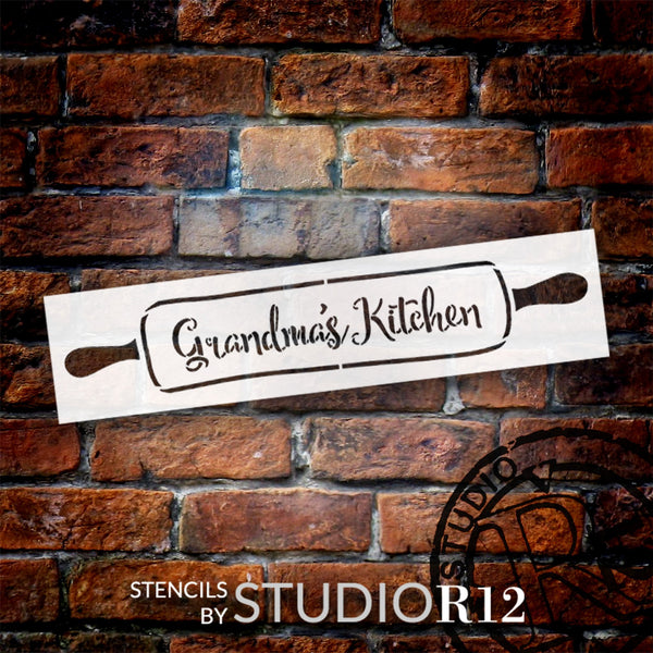 Grandma's Kitchen with Rolling Pin Stencil by StudioR12 - Select Size - USA Made - Craft DIY Farmhouse Kitchen Home Decor | Paint Word Art Wood Sign | Reusable Mylar Template | STCL6503