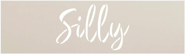 Silly Cursive Script Word Stencil by StudioR12 | DIY Funny Family Home Decor Gift | Craft & Paint Wood Sign | Reusable Mylar Template | Select Size