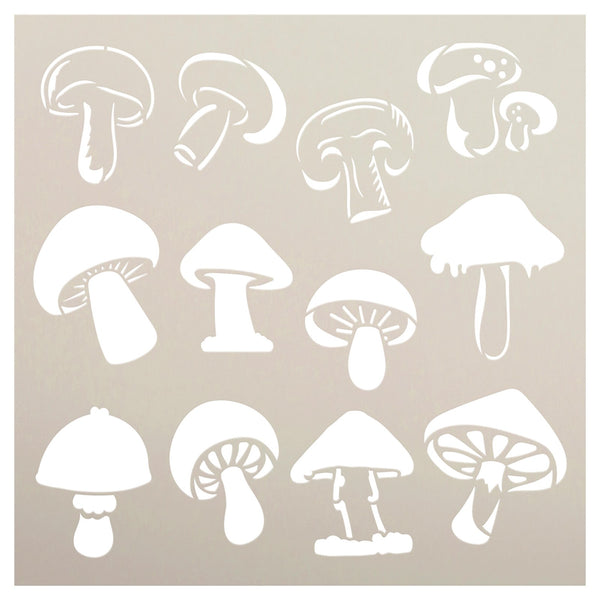 Mushroom Pattern Embellishments Stencil by StudioR12 | Craft DIY Home Decor | Paint Decorative Wood Sign | Reusable Mylar Template | Select Size | STCL6265