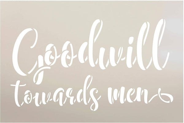 Goodwill Towards Men Stencil by StudioR12 | DIY Christmas Holiday Farmhouse Decor Gift | Craft & Paint Wood Sign Reusable Mylar Template | Select Size
