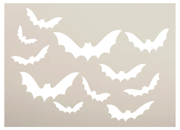 Flying Bats Stencil by StudioR12 - Select Size - USA Made - Reusable Wall Painting Template - DIY Spooky Halloween Decorations - Scary Bat Pattern - STCL7086