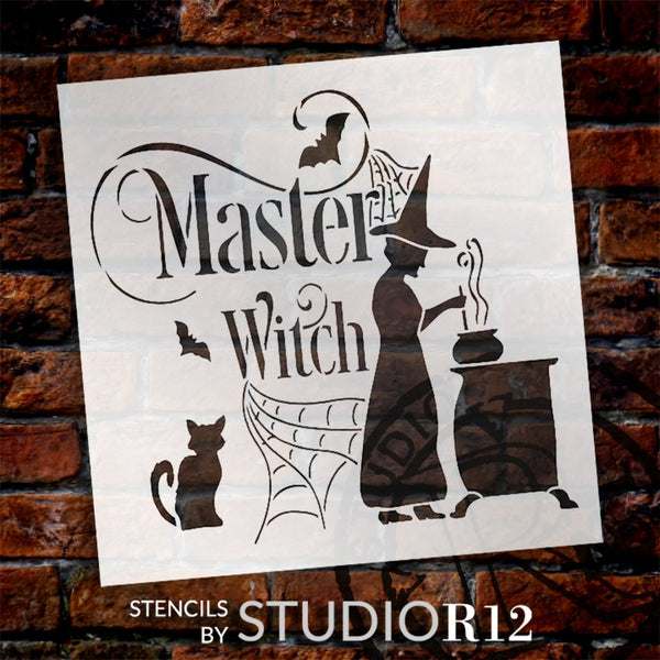 Master Witch Stencil by StudioR12 | DIY Autumn Halloween Spiderweb Home Decor | Craft & Paint Fall Wood Sign | Reusable Mylar Template | Select Size | STCL5739