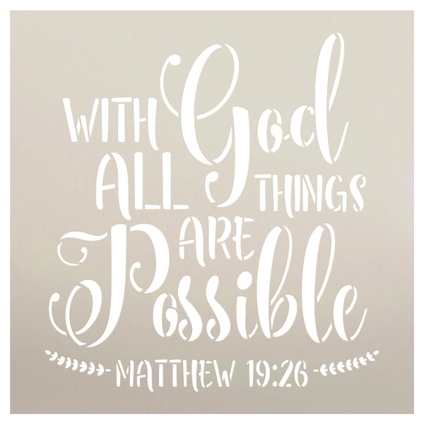 With God All Things Possible Stencil by StudioR12 | Matthew 19:26 | Craft DIY Bible Verse Home Decor | Paint Wood Sign Reusable Template | Select Size | STCL5697
