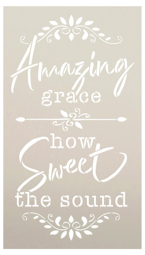 Amazing Grace How Sweet The Sound Stencil by StudioR12 | DIY Faith Home Decor | Hymn Lyrics | Craft & Paint Wood Signs | Select Size | STCL5812