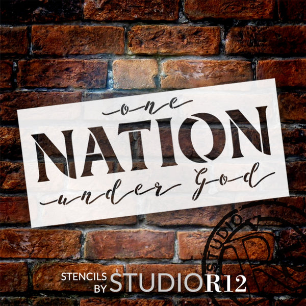 One Nation Under God Stencil by StudioR12 | Craft DIY Patriotic Home Decor | Paint Fourth of July Wood Sign | Reusable Mylar Template | Select Size | STCL6364