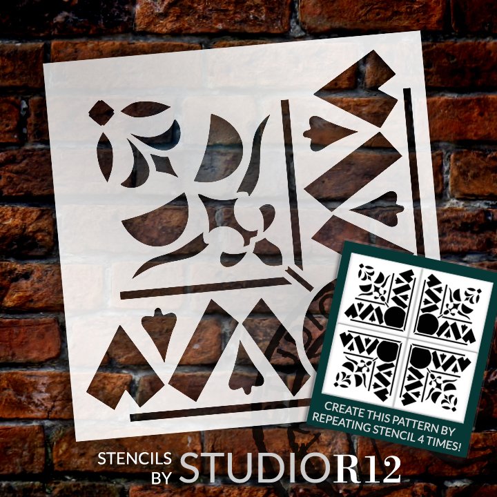 Repeat Geometric Triangle Pattern Stencil by StudioR12 - DIY