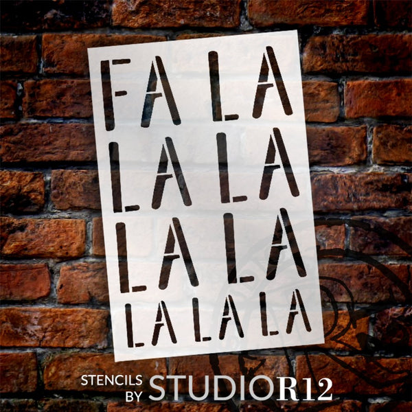 Fa La La Stencil by StudioR12 | Deck The Halls | DIY Christmas Holiday Home Decor | Craft & Paint Wood Sign | Reusable Mylar Template | Select Size | STCL5846