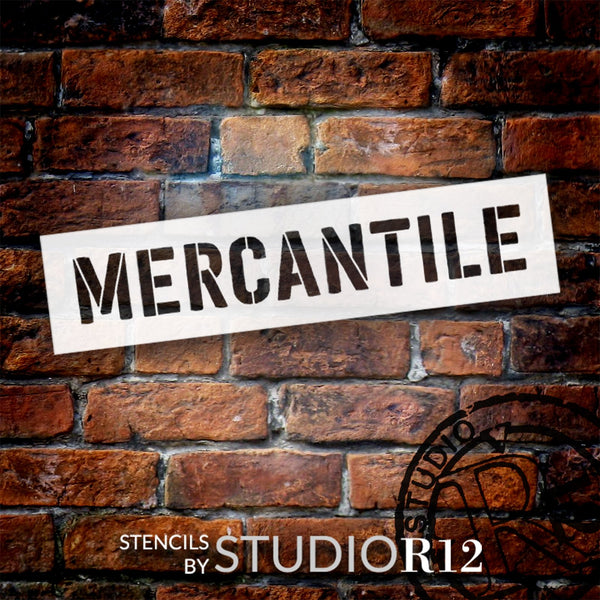 Mercantile Word Art Stencil by StudioR12 - Select Size - USA Made - Craft DIY Jumbo Primitive Farmhouse Kitchen Decor | Paint Rustic Pantry Wood Sign | STCL6630