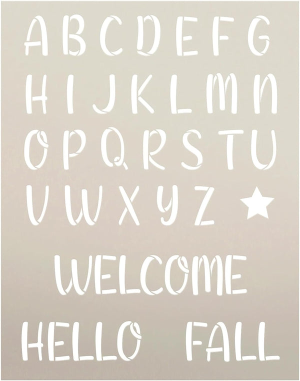 Fall Alphabet Stencil by StudioR12 - USA Made - Select Size - Reusable Uppercase Handwritten Letter Template -DIY Home Decor, Crafts, Painting - Welcome, Hello Fall - STCL7190