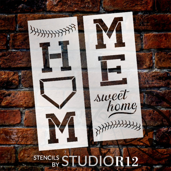 Baseball Home Sweet Home Plate Tall Porch Stencil by StudioR12 - Select Size - USA Made - Paint DIY Summer Porch Leaner | Craft Vertical Welcome Sign | STCL6728
