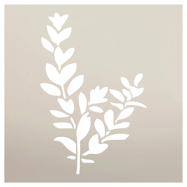 Small Leaf Sprig Stencil by StudioR12 | Simple Rustic Nature Garden Gift | DIY Plant Outdoor Home Decor | Craft Farmhouse Laurel Vine Porch | Reusable Mylar Template | Paint Wood Sign