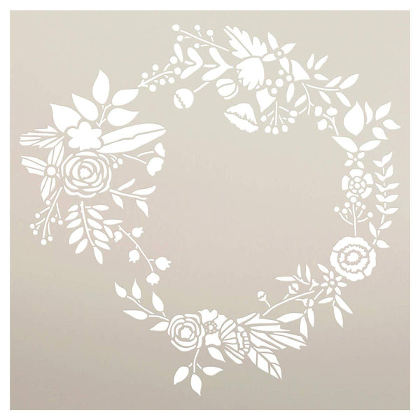 Poppies Berries & Greens Wreath Stencil by StudioR12 | Rustic Garden Wedding Home Decor | DIY Flower Vine Rose Gift | Craft Nature Farmhouse | Reusable Mylar Template | Paint Wood Sign