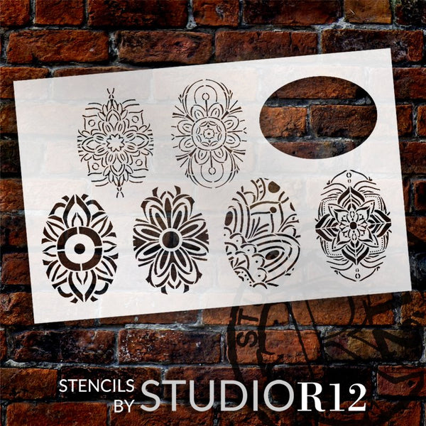 Easter Egg Pattern Stencil by StudioR12 | DIY Spring Home Decor | Cookie & Cake Template | Size (28 x 18 inch) | STCL5620