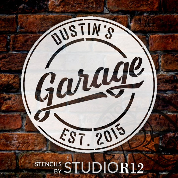 Personalized Garage Sign Stencil by StudioR12 | DIY Workshop & Man Cave Decor | Paint Custom Wood Signs for Father's Day | Select Size | PRST5833
