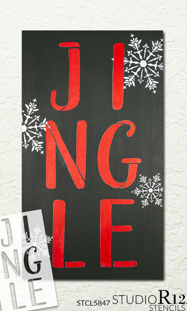 Jingle Stacked Letter Stencil by StudioR12 | DIY Simple Christmas Decor | Craft & Paint Holiday Wood Signs | Select Size | STCL5847