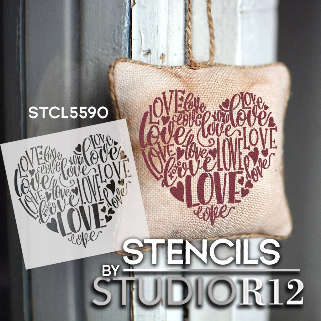 Stencils for Painting on Wood, 7 Word Paint Stencils & 6 Mandala Hearts 