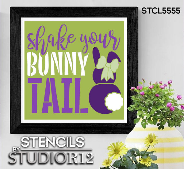 Shake Your Bunny Tail Stencil by StudioR12 | DIY Fun Easter Bunny Home Decor | Craft & Paint Spring Farmhouse Wood Signs | Select Size | STCL5555