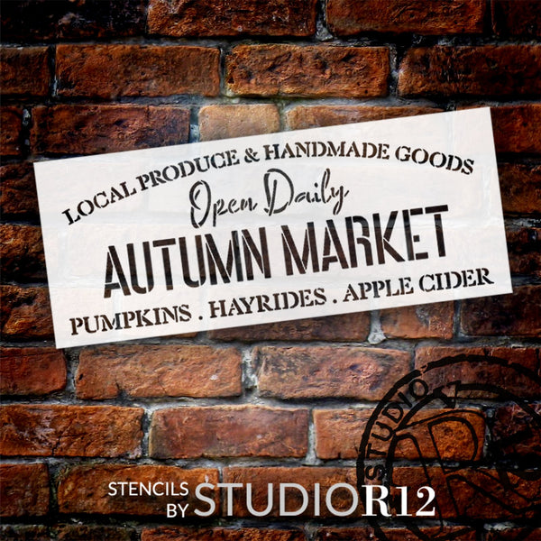 Autumn Farmers Market Local Produce Stencil by StudioR12 - Select Size - USA Made - Craft DIY Rustic Farmhouse Home Decor | Paint Fall Wood Sign | STCL6573