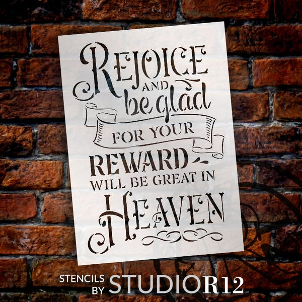 Rejoice and Be Glad Stencil by StudioR12 | DIY Faith Quote Home Decor | Craft & Paint Inspirational Wood Signs | Select Size | STCL5378